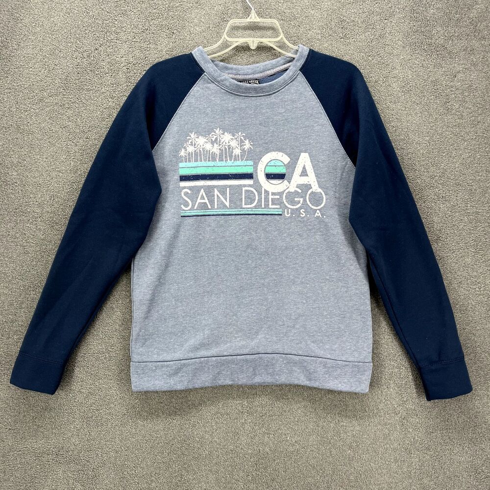 Salt Creek Sweatshirt Womens Small Blue CA San diego Print‎ Long Sleeves fleece
